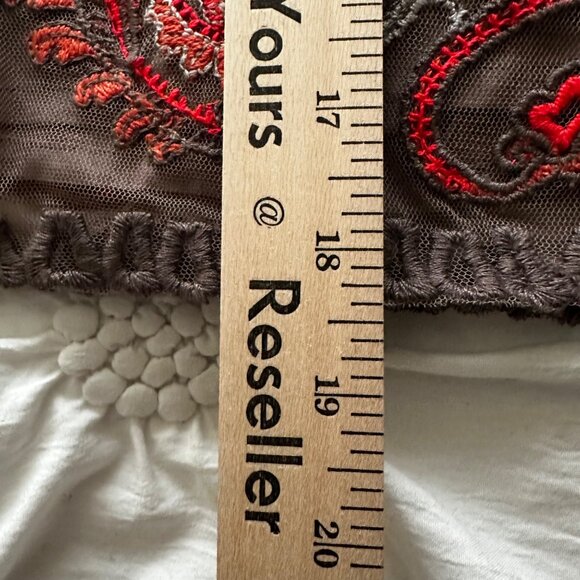 Anthropologie Yoana Baraschi Coffee Orange White Embroidered Skirt Women's SZ 4 - Picture 9 of 10